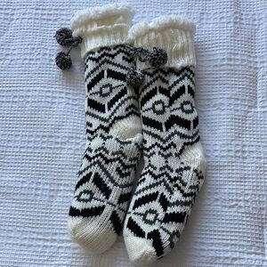 Cozy Black and White Knit Slippers